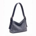 Dual-Tone Reptile Embossed Slouchy Shoulder Tote With Contrast Wide Hanging Strip, Metal Buckle Eyelet Hardware And Lined Inner Slip Pocket
